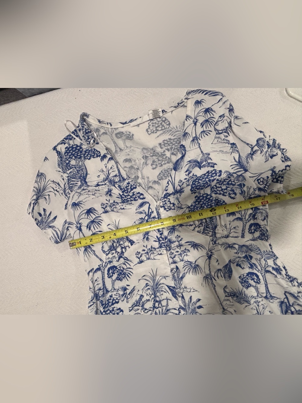 Nicole Miller White Mini Dress with Blue Botanical Toile - Picture 6 of 12